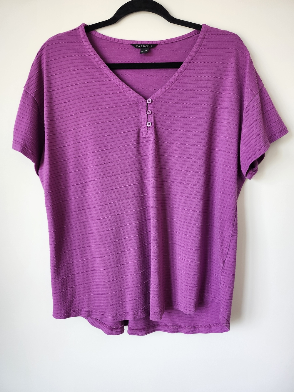 Talbots Magenta Short-Sleeve V-Neck Top - Picture 2 of 8